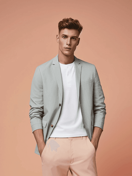 Sage Green Cotton Blazer and Chino Set for Men